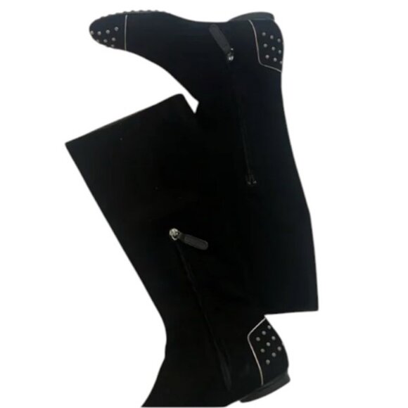 Tod's Gommino black suede flat high boots size 36.5 - Picture 3 of 13